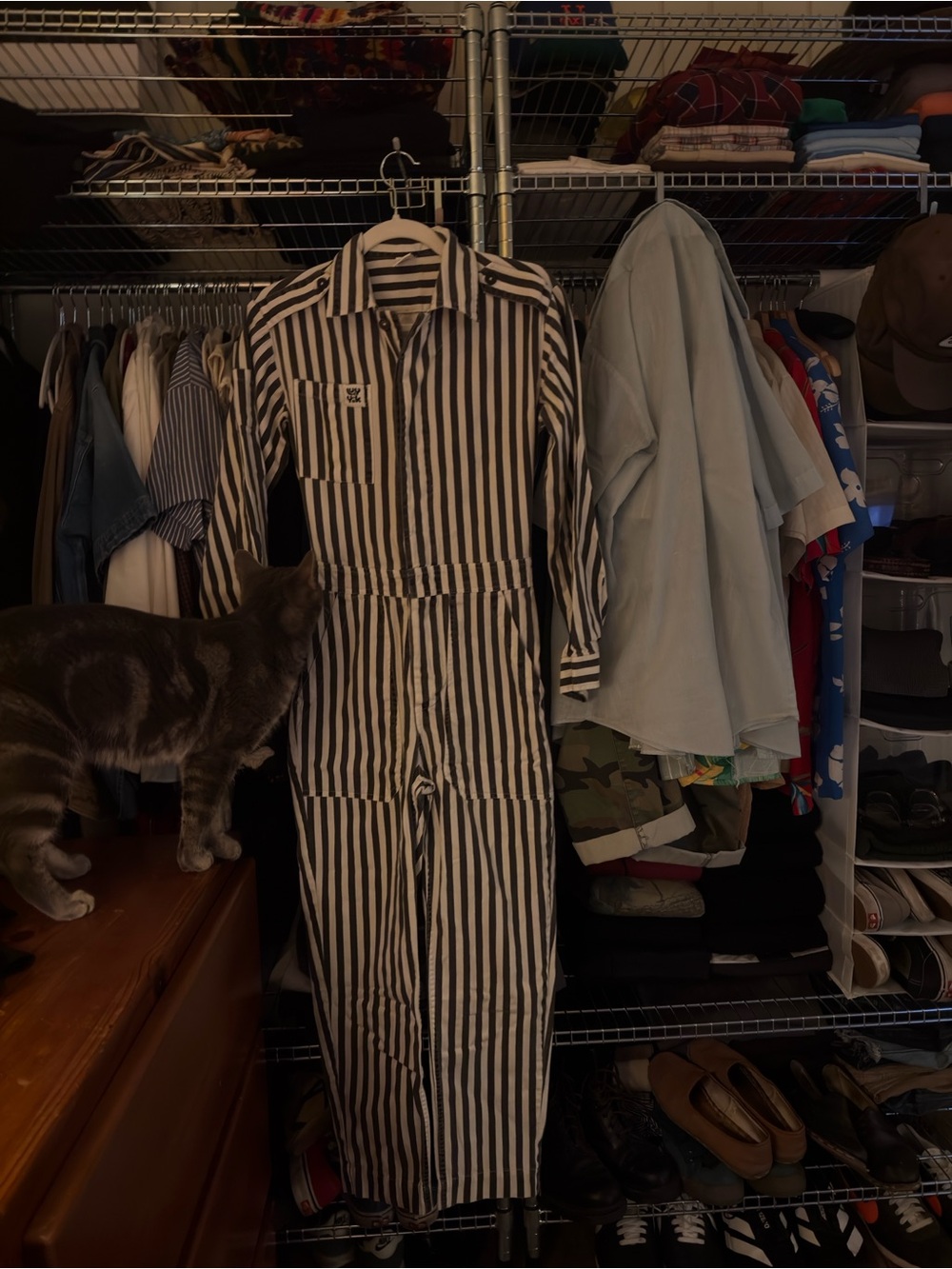 Lucy & Yak Black and White Vertical Stripe Jumpsuit
